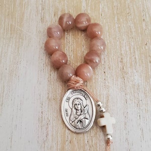 Rosenkranzperlen der Heiligen Philomena, Fingerrosenkranz, katholische Gebetsperlen, Schutzpatronin der Kinder, kleiner Rosenkranz, Mini-Rosenkranz, Konfirmationsgeschenk