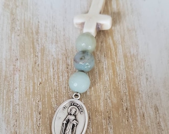 Saint Dymphna rosary, St Dymphna medal, patron saint of mental health, anxiety, depression, bipolar disorder, pocket rosary, mini rosary bea