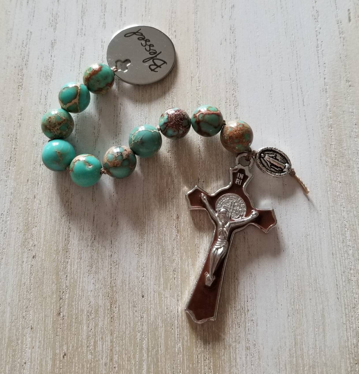Blessed rosary beads blue rosary catholic prayer beads | Etsy