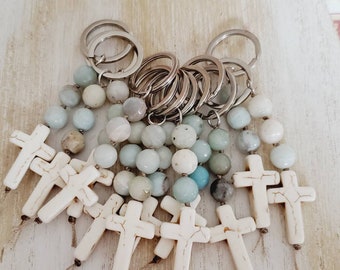 Cross keychain, baptism favors, rosary favors, religious gifts for her, bulk keychains, first communion favors for guests, teacher appreciat