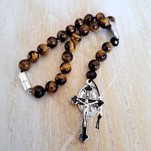 Car rosary for mirror, rosary for car, St Christopher, rearview mirror rosary, rosary car gemstone car rosary, religious gift for him