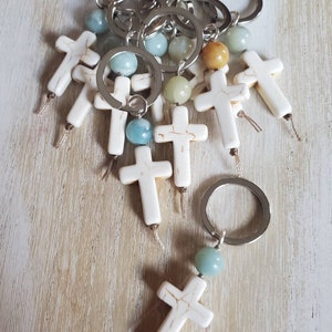 baptism favors girls, mini rosary favors, cross keychain favors, religious Christmas gifts for teachers, cross keychains bulk, communion fav