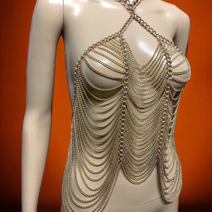 Copper Gold Body Chain Harness Cage Bra Body Jewellery Costume LARP Dancewear Wasteland Festival Accessories image 1