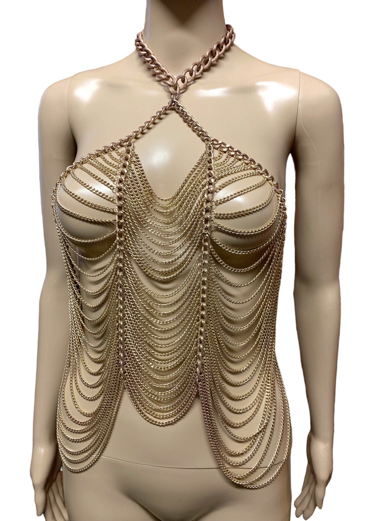 Copper Gold Body Chain Harness Cage Bra Body Jewellery Costume LARP Dancewear Wasteland Festival Accessories image 4