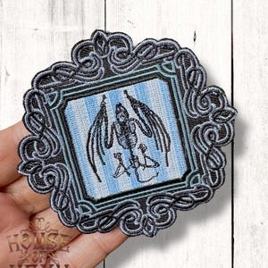 House Of Hexy Victorian Gothic Bat Skeleton Patch: Embroidered Iron-On Applique