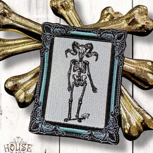 Victorian Gothic Ram Skull Patch: Embroidered Therianthrope Portrait