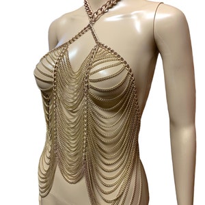 Copper Gold Body Chain Harness Cage Bra Body Jewellery Costume LARP Dancewear Wasteland Festival Accessories image 2