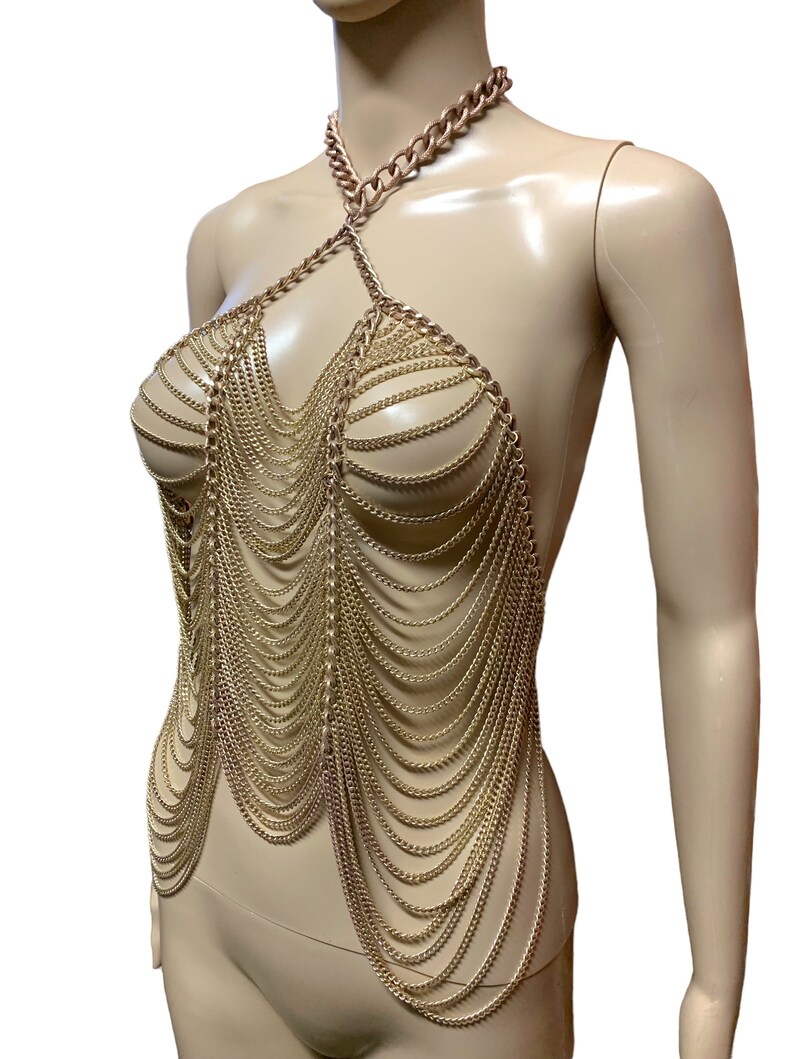 Copper Gold Body Chain Harness Cage Bra Body Jewellery Costume LARP Dancewear Wasteland Festival Accessories image 2