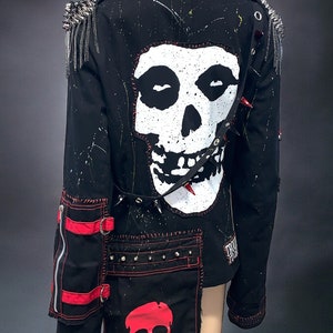 Wasteland Gothic Punk Rocker Reworked Studded Spiked Leather Harness Black Blazer Jacket image 3