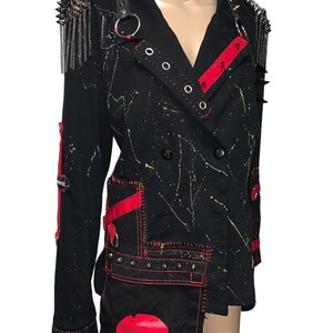 Wasteland Gothic Punk Rocker Reworked Studded Spiked Leather Harness Black Blazer Jacket image 7