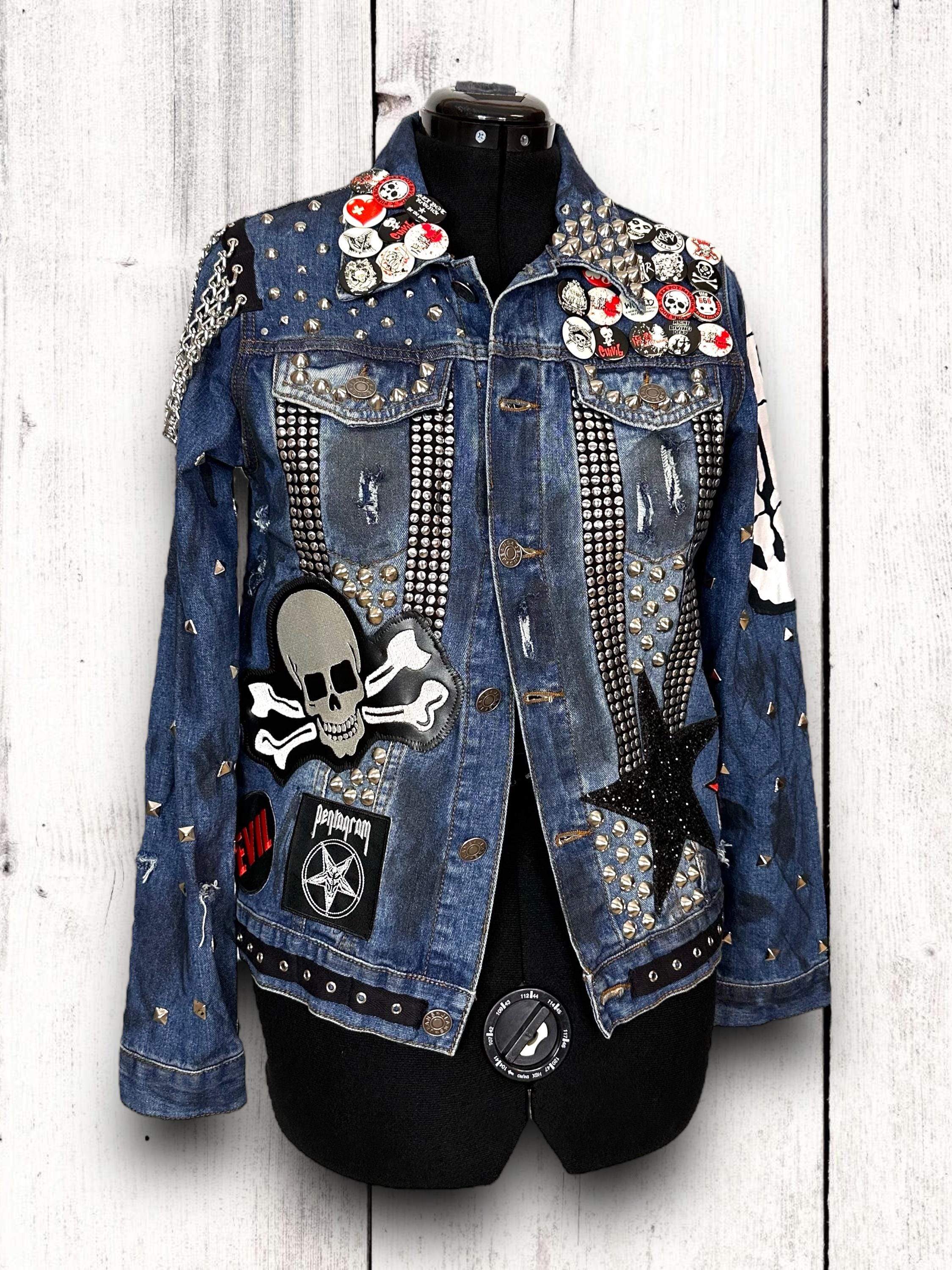 House of Hexy Distressed Punk Grunge Reworked Studded Patchwork Chain Harness Denim Jacket Unisex Fit - Etsy il fullxfull.6174079400 fk5i