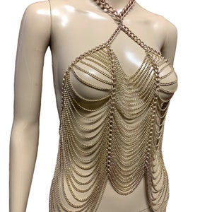 Copper Gold Body Chain Harness Cage Bra Body Jewellery Costume LARP Dancewear Wasteland Festival Accessories image 3