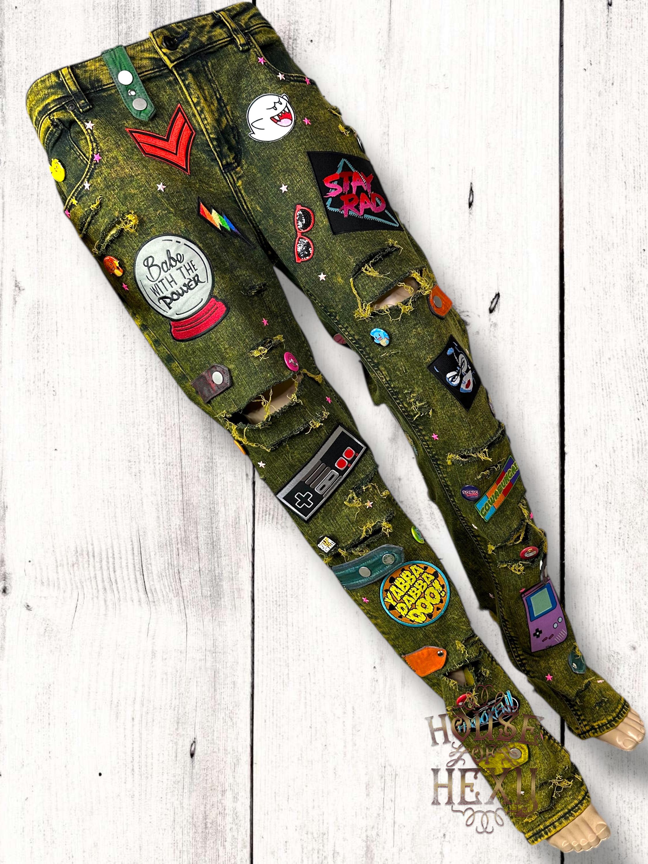 Y2K Patchwork Denim Jeans: Distressed 90s Streetwear - Etsy