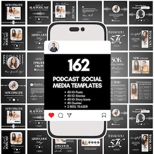 Podcast Instagram Templates Canva Bundle for Podcasters, Podcast Posts, Promo, Reels & Stories