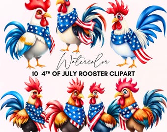 4th of July Chicken Clipart, Patriotic USA Chicken PNG, American Flag Chicken Sublimation, Patriotic Chicken Png, America PNG Designs