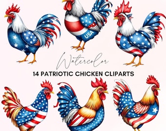 Patriotic USA Chicken PNG, 4th of July Chicken Clipart, American Flag Chicken Sublimation, Patriotic Chicken Png, America PNG Designs