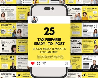 Preparatore fiscale pronto a pubblicare modelli per i social media, post modificabili su Instagram con Canva, marketing per preparatori fiscali per gennaio