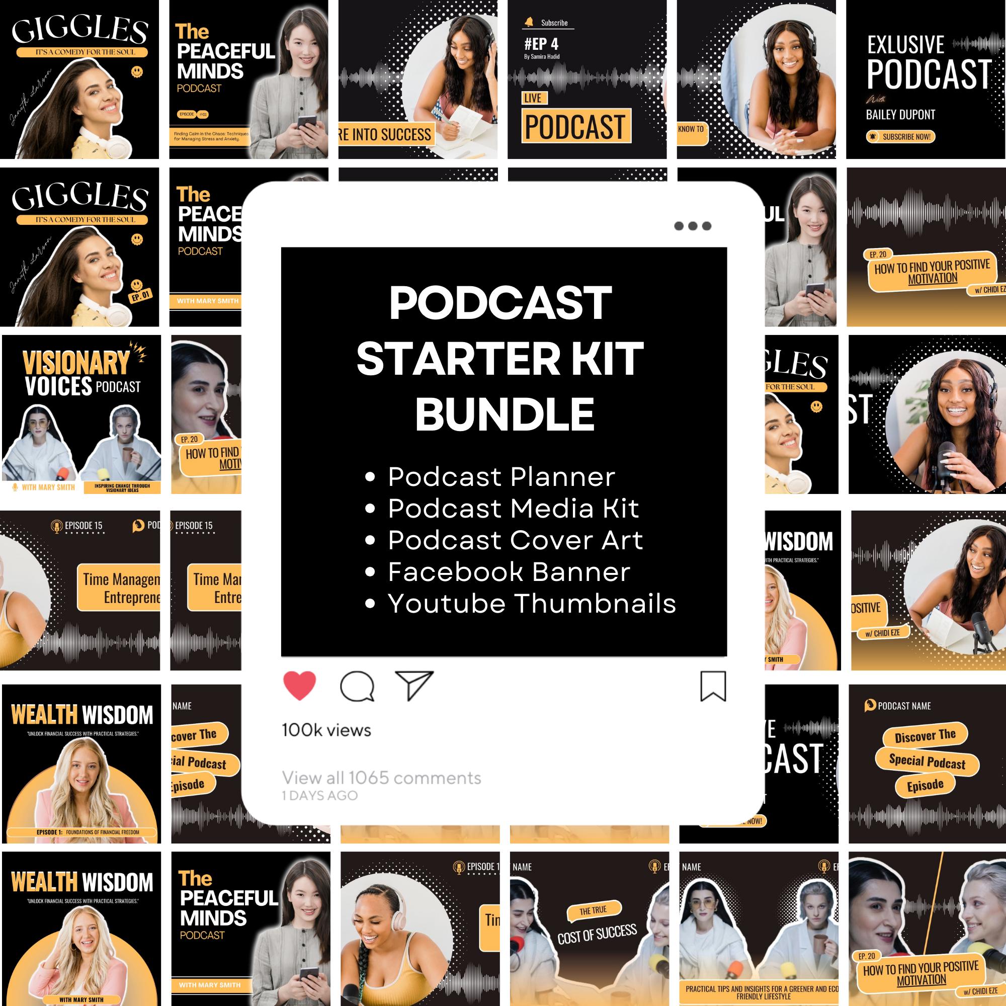 Podcast Planner Template Canva Podcast Marketing Launch Media Kit Podcast Cover Art Template Podcast Social Media Templates Podcast Studio