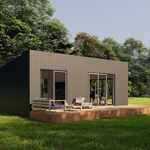 Kleine Hauspläne, 1 Schlafzimmer Cabin House Plan, Cottage Grundriss, moderne Cabin DIY Design, architektonische Entwürfe