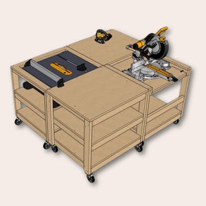 Workshop PDF plans, Miter Saw Station, Table Saw Bench, Jigsaw Table, Mobile Workbench, All in One Workbench Plans, DIY Garage Workbench