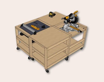 Workshop PDF plans, Miter Saw Station, Table Saw Bench, Jigsaw Table, Mobile Workbench, All in One Workbench Plans, DIY Garage Workbench