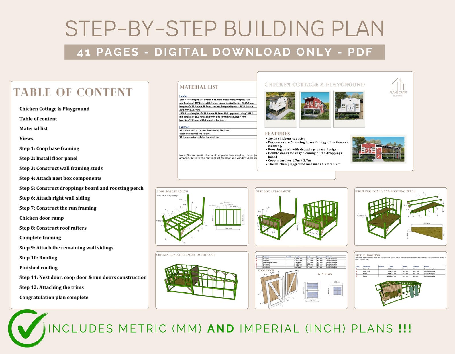Chicken Coop Building Plan, Coop Plans PDF for 10-18 Chickens, Secure ... - Chicken Coop Plans For Multi Level Coops