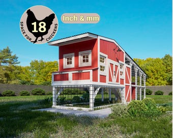 Coop Build Plans PDF, Secure Chicken Coop for 18 Chickens, Modern Chicken Coop Design, DIY Chicken Run Plans for Backyard Farming