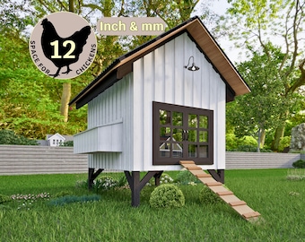 DIY 鶏小屋の設計図 8 x 8 フィート（ラン付き）（PDF） - Etsy 日本
