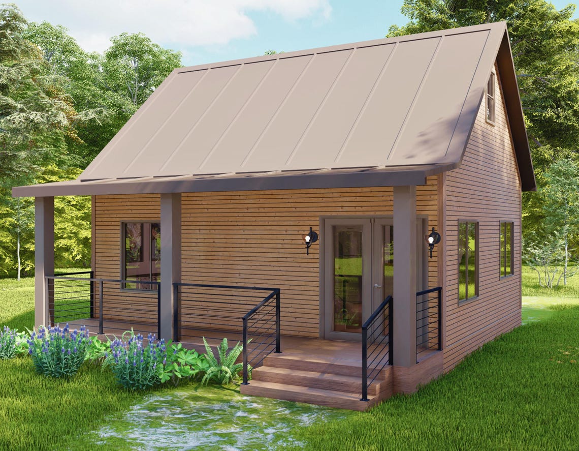 Cabin Loft House Plan, 2 Bedroom Cottage Floor Plans, Tiny House Plans ...