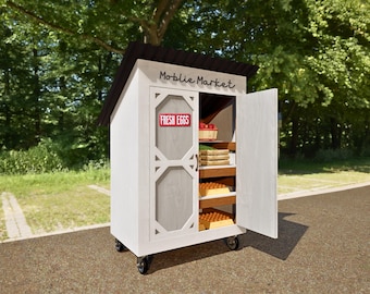 Planos de puesto de granja 2 en 1, puesto de frutas y verduras en carretera (hazlo tú mismo), carrito de mercado móvil (PDF), puesto de madera para vendedores, planos de puesto de panadería, construcción sencilla de puesto de granja