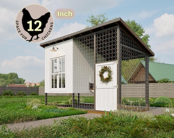 Planos de construcción de gallineros (PDF), diseño de gallinero (hazlo tú mismo), gallinero seguro para el patio trasero, plano de gallinero moderno, refugio fácil para gallinas de 8 a 12 años