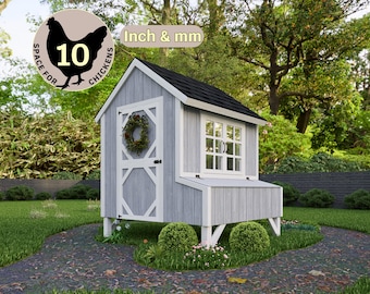 Coop Build Plans PDF, Sicherer Hühnerstall für 10 Hühner, DIY Hühnerstall-Pläne, moderner Stall für die Gartenzucht