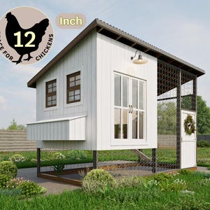 Coop Build Plans PDF, DIY Chicken Coop, Secure Hen House Design, Modern Chicken Run Plans, Easy Backyard Farm Guide, 8–12 Chickens