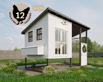 Coop Build Plans PDF, DIY Chicken Coop, Secure Hen House Design, Modern Chicken Run Plans, Easy Backyard Farm Guide, 8–12 Chickens