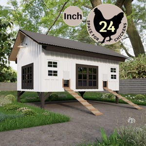 Chicken Coop Plans PDF, optional run plan included, Secure Chicken Coop, DIY Plans for 25 Chickens, Modern Coop Design