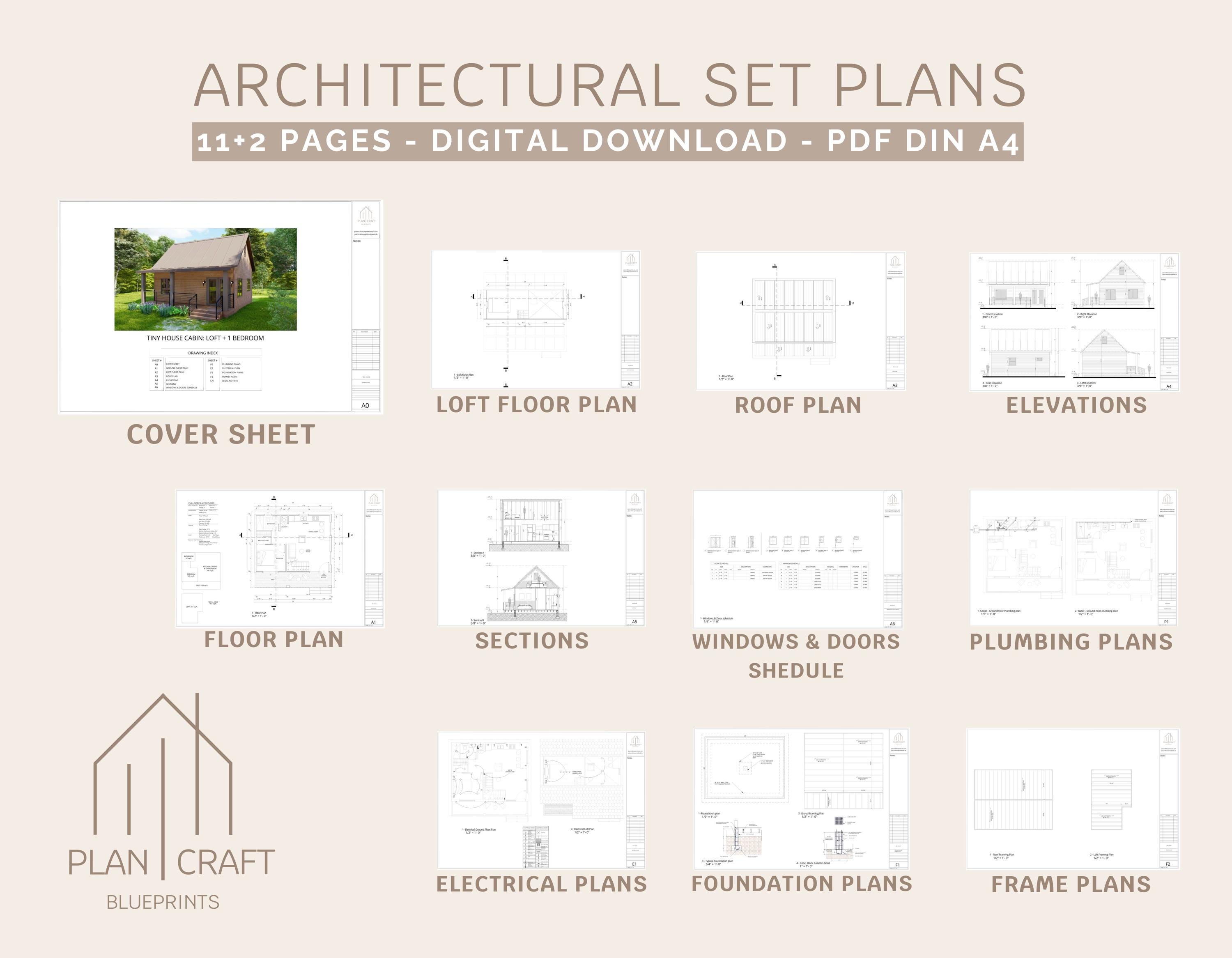 Cabin Loft House Plan, 2 Bedroom Cottage Floor Plans, Tiny House Plans ...