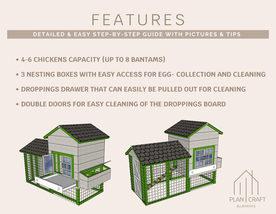 Coop Build Plans PDF, Secure Chicken Coop Design, DIY Chicken Coop for ...