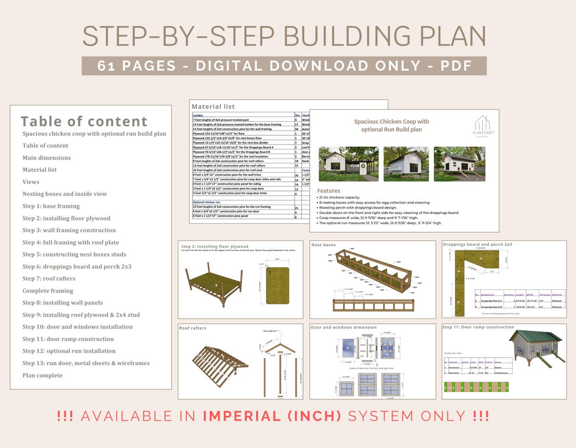Coop Build Plans PDF, Secure Chicken Coop, DIY Plans for 24 Chickens ...