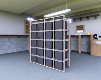 Organizador de contenedores de 20 litros y 27 galones, estante para contenedores de almacenamiento, almacenamiento DIY, PDF de estantes para contenedores, GarageStorage, estante para contenedores de Costco, organizador de almacenamiento personalizado