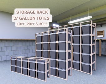 Juego de estanterías 3 en 1 para bricolaje, planos de almacenamiento para garaje, organizador de bolsas de 27 galones, PDF de estanterías, estantería para contenedores de Costco, solución personalizada para talleres