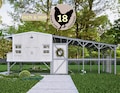 Chicken Coop Building Plan, Coop Plans PDF for 10-18 Chickens, Secure DIY Chicken Coop for Backyard Farming