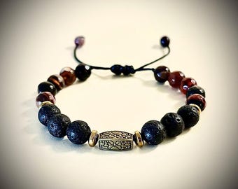 Lava Stone & Red Agate Protection Bracelet for Men and Women, Handmade Meditation Bracelet, Unisex Chakra Bracelet for chakra balancing