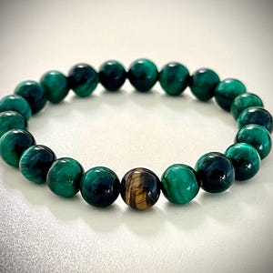 Green Tiger Eye Protection Bracelet – Confidence & Focus Stone – Natural Crystal Beaded Bracelet for Men and Women, Meaningful Birthday Gift