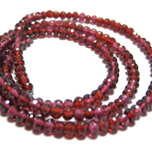 Natural Garnet Transparent Micro Faceted 3mm Rondelle Beads, a strand of 17-3/4&quot; length