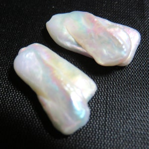 Natural Smooth Freshwater Pearls Rectangle Shape Beads 12x21mm - One Pair