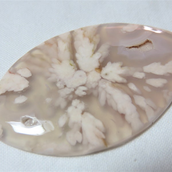 Natural Smooth Pink Plume "Floral" Agate Marquise Shape 34x58mm Pendant