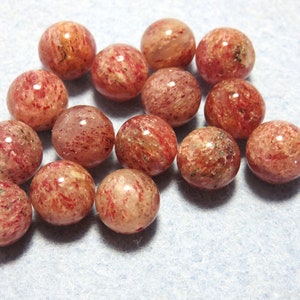 Natural Orange Strawberry Lepidocrocite Ball Beads 12mm Diameter -  a packet of 15