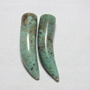 Natural Smooth Chrysocolla Curved Drops 10x33mm - One Pair