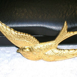 FLYING SWALLOW - Large Carved Metal (Brass) Pendant