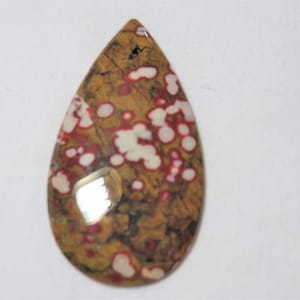 Enorme Guadalupa Natural Lisa Amapola Jasper Forma de Pera con Ojos (Orbes) 27x51mm
